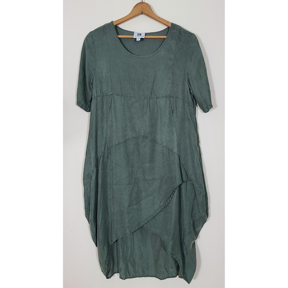Vicky and Lucas Sage Green Dress‎ M Lagenlook Boho Hippie Festival Oversized